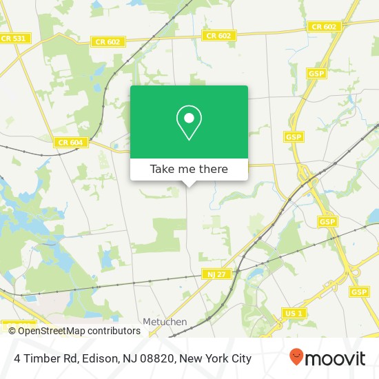 Mapa de 4 Timber Rd, Edison, NJ 08820