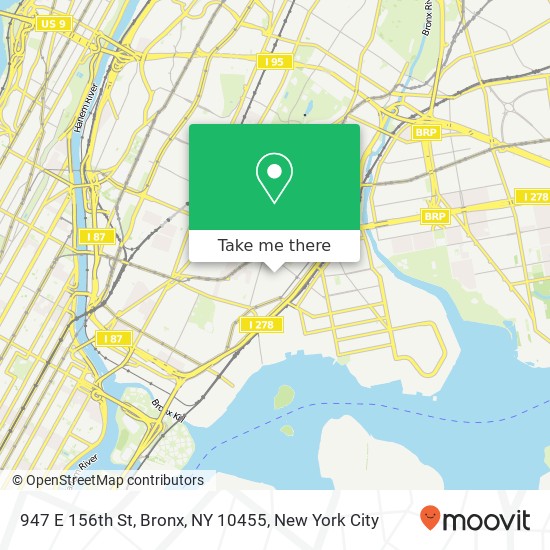 Mapa de 947 E 156th St, Bronx, NY 10455