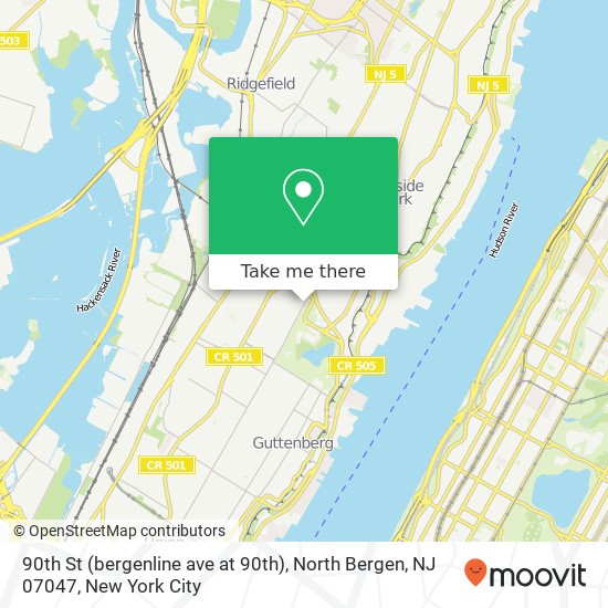 Mapa de 90th St (bergenline ave at 90th), North Bergen, NJ 07047