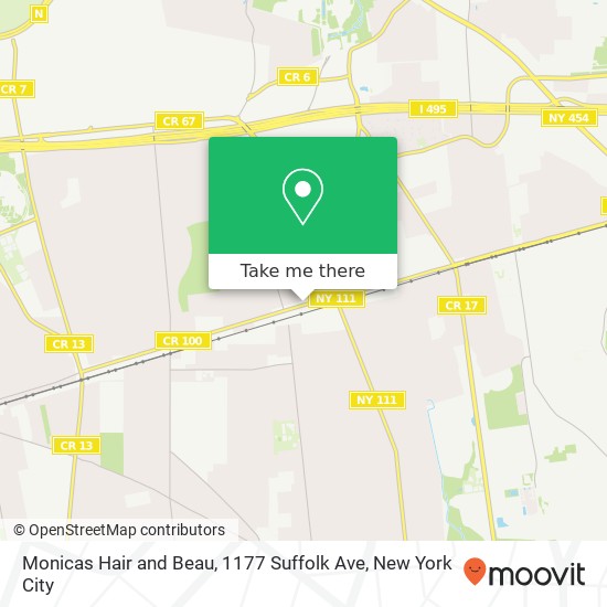 Mapa de Monicas Hair and Beau, 1177 Suffolk Ave