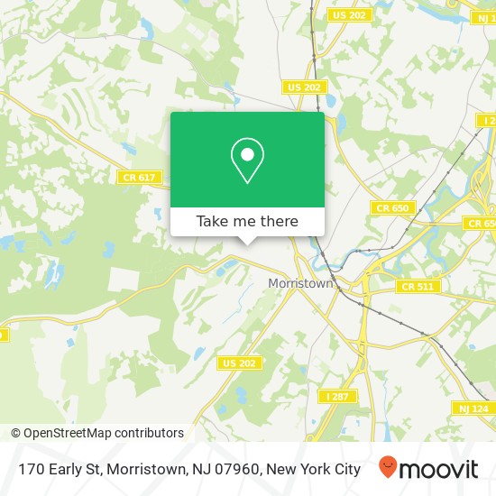 Mapa de 170 Early St, Morristown, NJ 07960