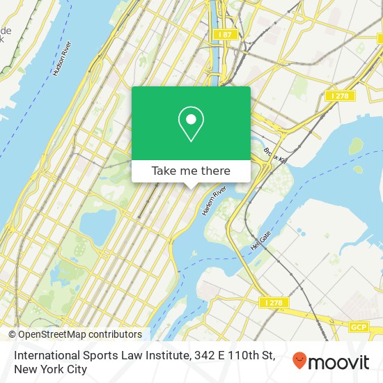 Mapa de International Sports Law Institute, 342 E 110th St