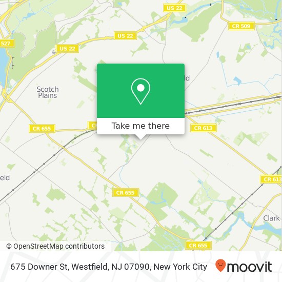 Mapa de 675 Downer St, Westfield, NJ 07090