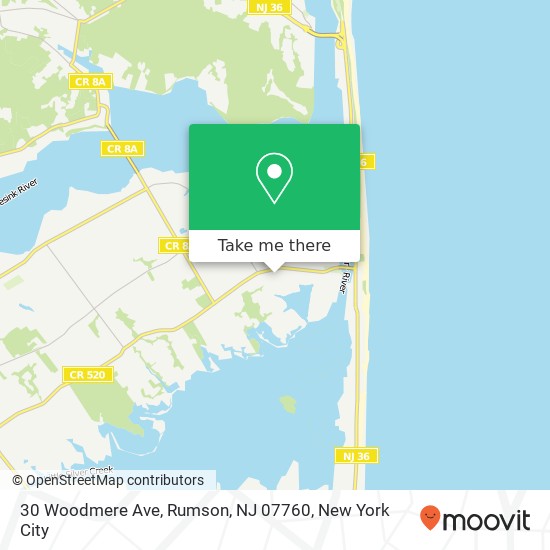 Mapa de 30 Woodmere Ave, Rumson, NJ 07760