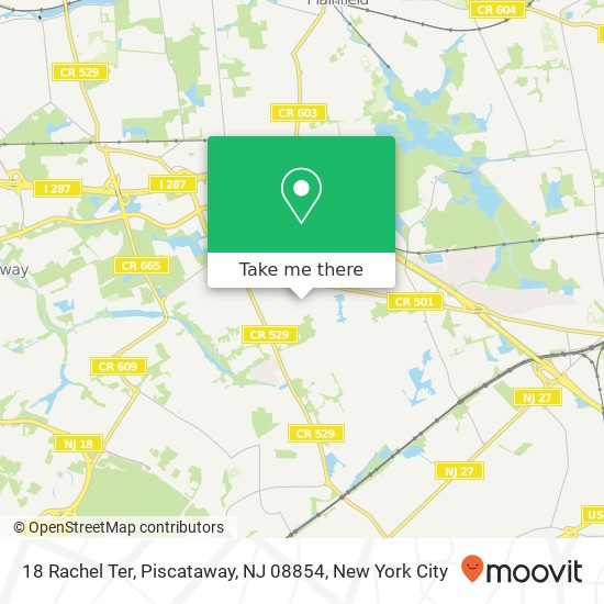 Mapa de 18 Rachel Ter, Piscataway, NJ 08854