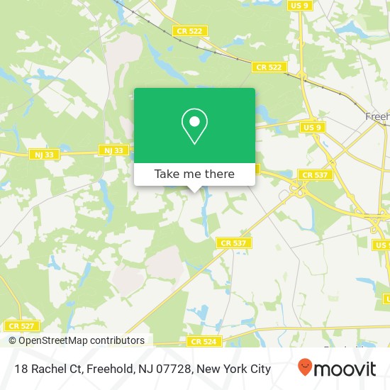 Mapa de 18 Rachel Ct, Freehold, NJ 07728