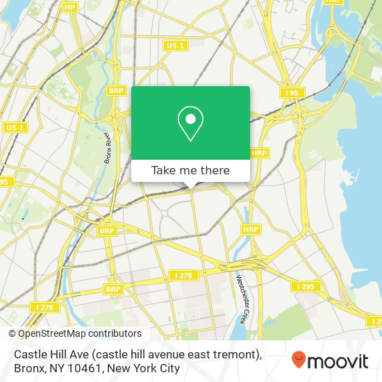 Mapa de Castle Hill Ave (castle hill avenue east tremont), Bronx, NY 10461