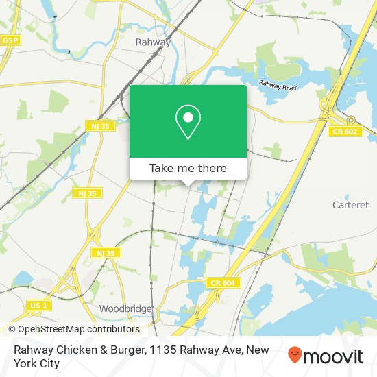 Mapa de Rahway Chicken & Burger, 1135 Rahway Ave