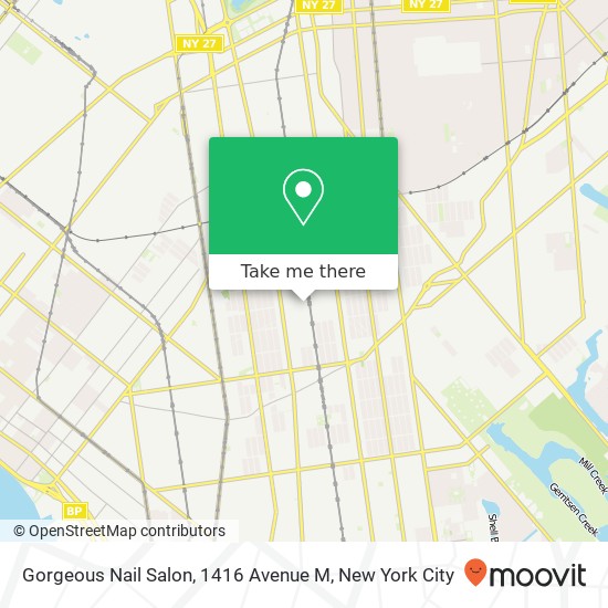 Mapa de Gorgeous Nail Salon, 1416 Avenue M