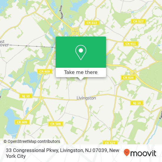 Mapa de 33 Congressional Pkwy, Livingston, NJ 07039