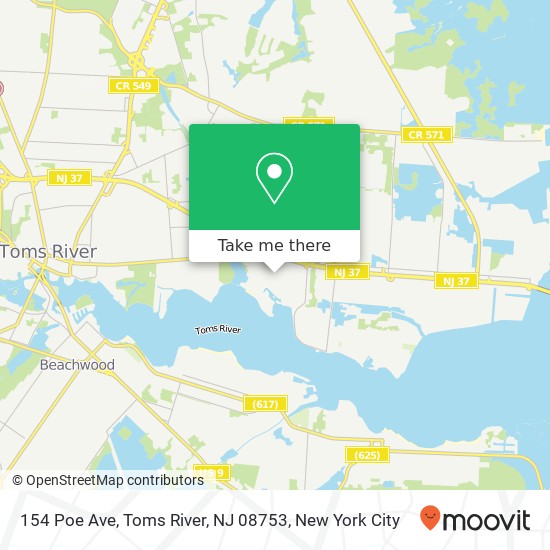 Mapa de 154 Poe Ave, Toms River, NJ 08753