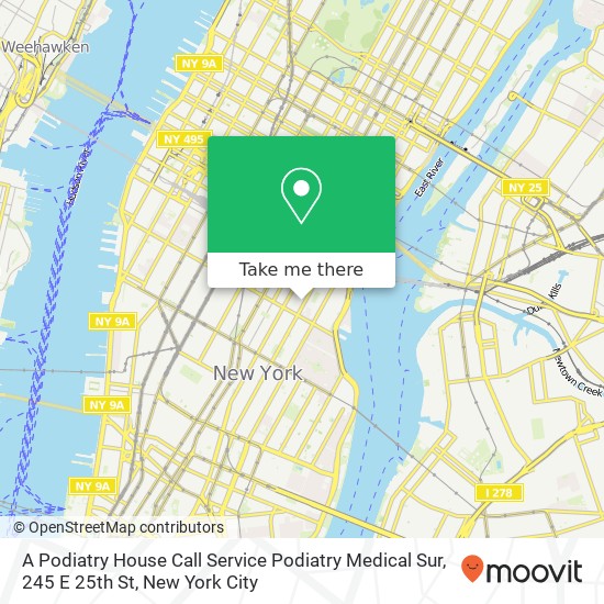 A Podiatry House Call Service Podiatry Medical Sur, 245 E 25th St map