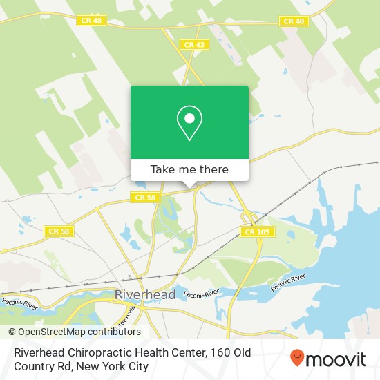 Riverhead Chiropractic Health Center, 160 Old Country Rd map