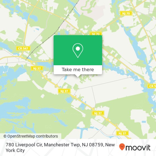 Mapa de 780 Liverpool Cir, Manchester Twp, NJ 08759
