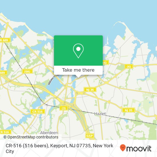 Mapa de CR-516 (516 beers), Keyport, NJ 07735
