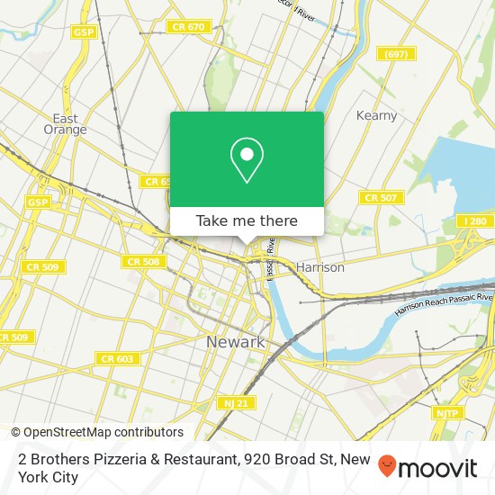 Mapa de 2 Brothers Pizzeria & Restaurant, 920 Broad St
