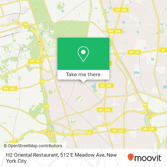 Mapa de H2 Oriental Restaurant, 512 E Meadow Ave