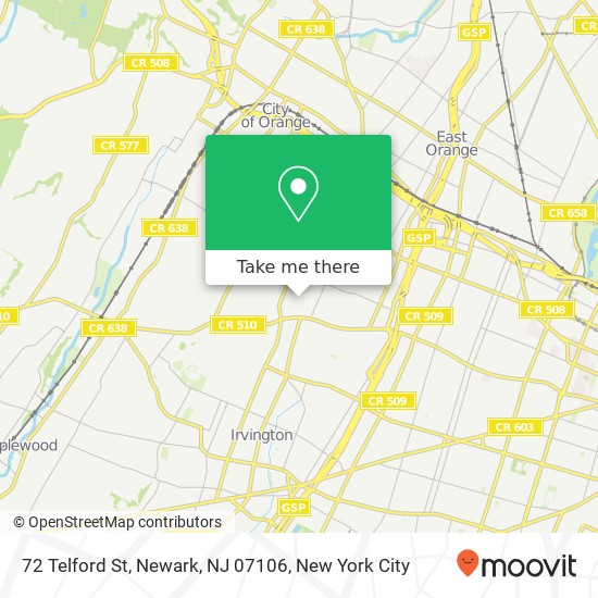 Mapa de 72 Telford St, Newark, NJ 07106