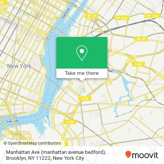 Mapa de Manhattan Ave (manhattan avenue bedford), Brooklyn, NY 11222