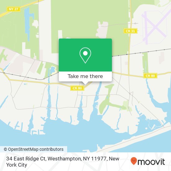 Mapa de 34 East Ridge Ct, Westhampton, NY 11977