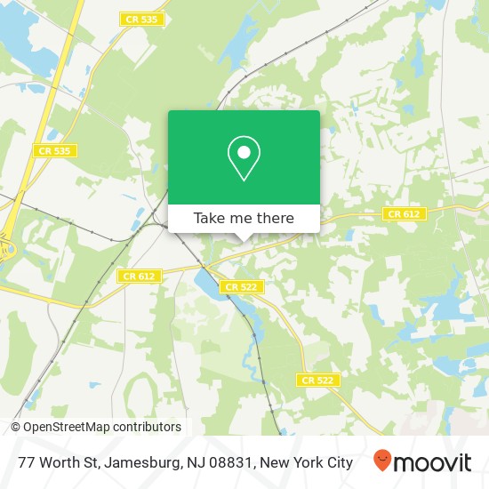 Mapa de 77 Worth St, Jamesburg, NJ 08831