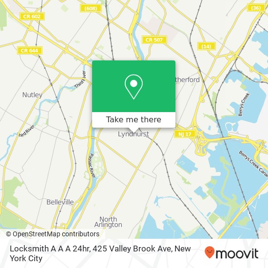 Mapa de Locksmith A A A 24hr, 425 Valley Brook Ave