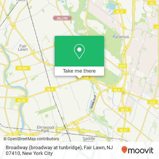 Mapa de Broadway (broadway at tunbridge), Fair Lawn, NJ 07410