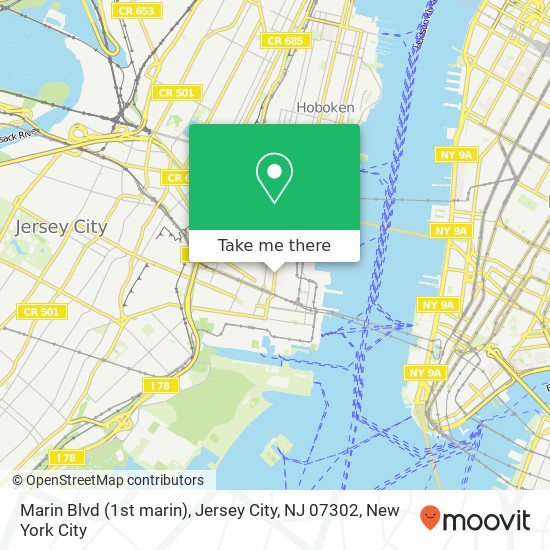 Mapa de Marin Blvd (1st marin), Jersey City, NJ 07302
