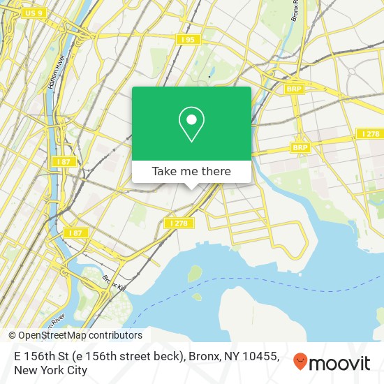 Mapa de E 156th St (e 156th street beck), Bronx, NY 10455