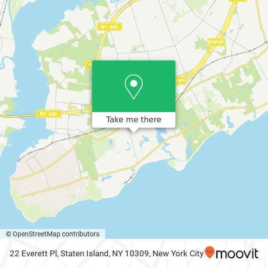 Mapa de 22 Everett Pl, Staten Island, NY 10309
