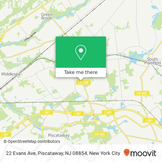 Mapa de 22 Evans Ave, Piscataway, NJ 08854