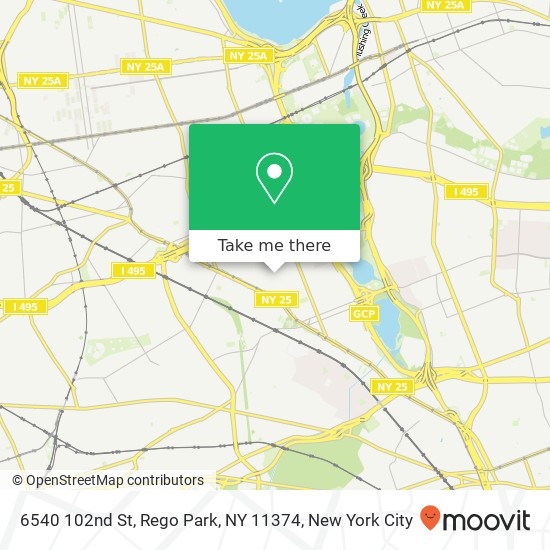 Mapa de 6540 102nd St, Rego Park, NY 11374