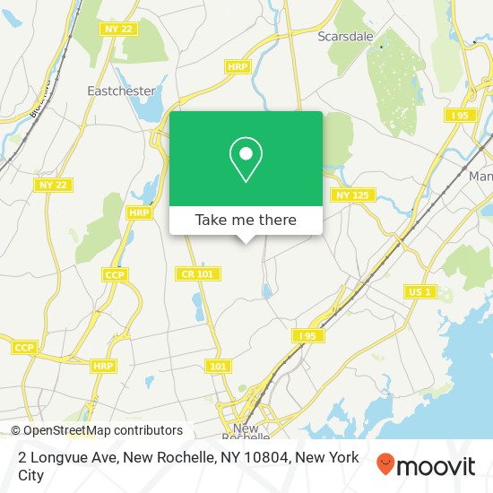 Mapa de 2 Longvue Ave, New Rochelle, NY 10804