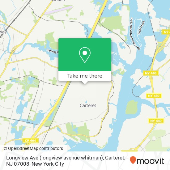 Mapa de Longview Ave (longview avenue whitman), Carteret, NJ 07008