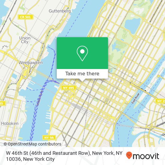 Mapa de W 46th St (46th and Restaurant Row), New York, NY 10036