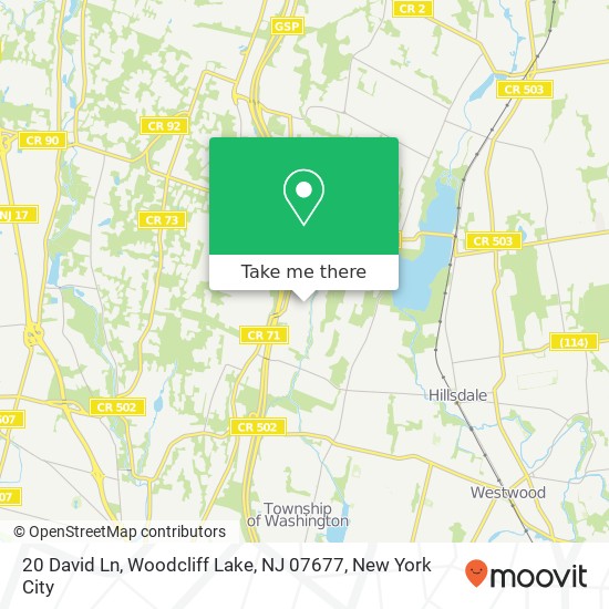 Mapa de 20 David Ln, Woodcliff Lake, NJ 07677