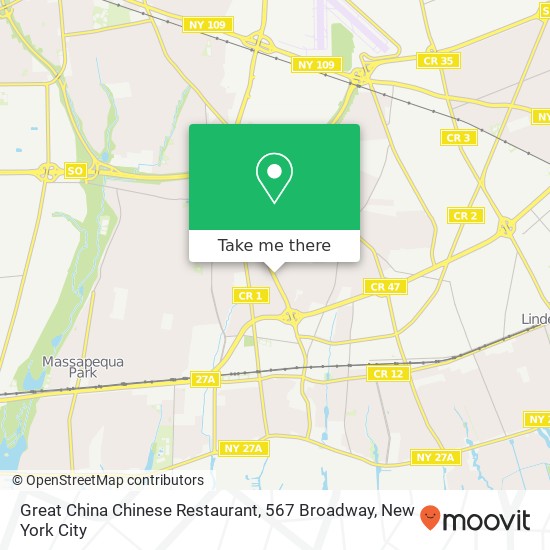 Great China Chinese Restaurant, 567 Broadway map