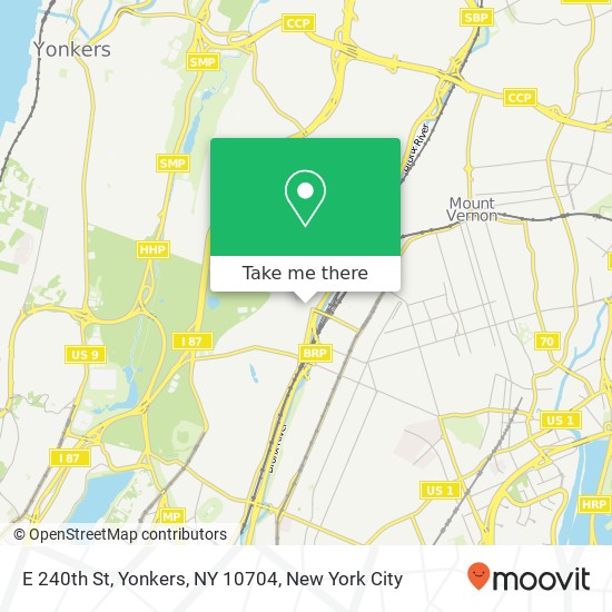 Mapa de E 240th St, Yonkers, NY 10704