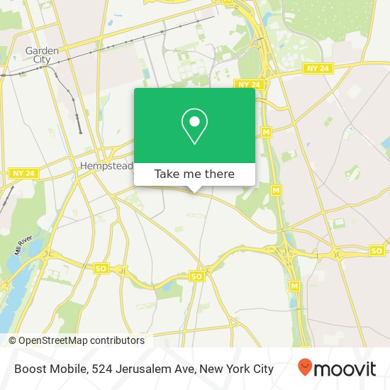 Mapa de Boost Mobile, 524 Jerusalem Ave
