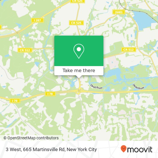 3 West, 665 Martinsville Rd map