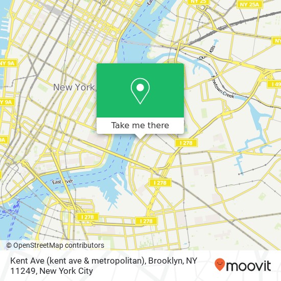 Mapa de Kent Ave (kent ave & metropolitan), Brooklyn, NY 11249