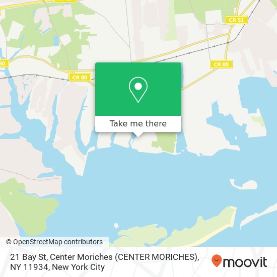 Mapa de 21 Bay St, Center Moriches (CENTER MORICHES), NY 11934