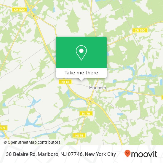 Mapa de 38 Belaire Rd, Marlboro, NJ 07746