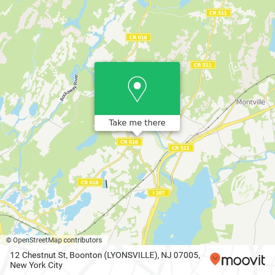 Mapa de 12 Chestnut St, Boonton (LYONSVILLE), NJ 07005