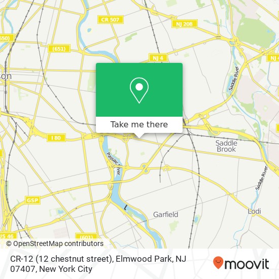 Mapa de CR-12 (12 chestnut street), Elmwood Park, NJ 07407