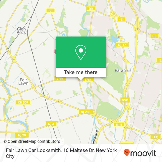 Mapa de Fair Lawn Car Locksmith, 16 Maltese Dr