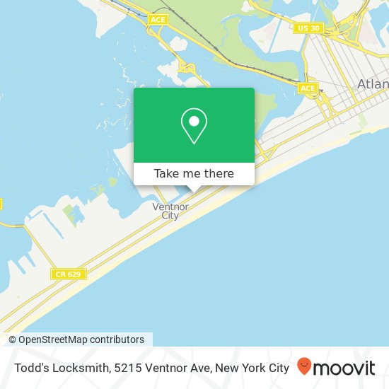 Mapa de Todd's Locksmith, 5215 Ventnor Ave