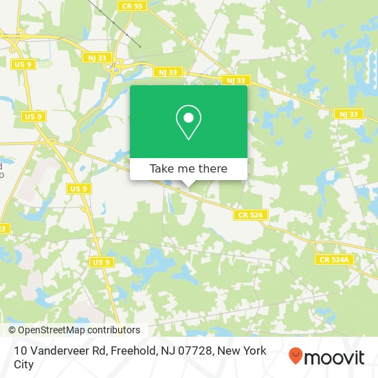 Mapa de 10 Vanderveer Rd, Freehold, NJ 07728