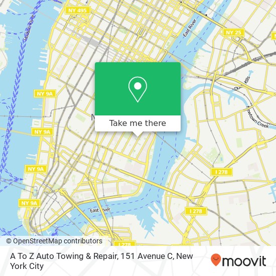 Mapa de A To Z Auto Towing & Repair, 151 Avenue C