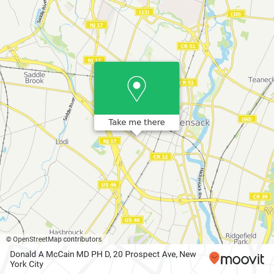 Mapa de Donald A McCain MD PH D, 20 Prospect Ave